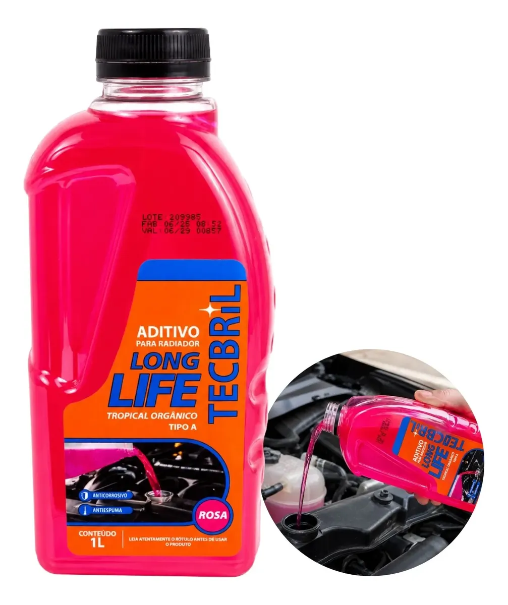 Aditivo Radiador Tecbril Rosa 1l Pronto Uso Anticorrosivo
