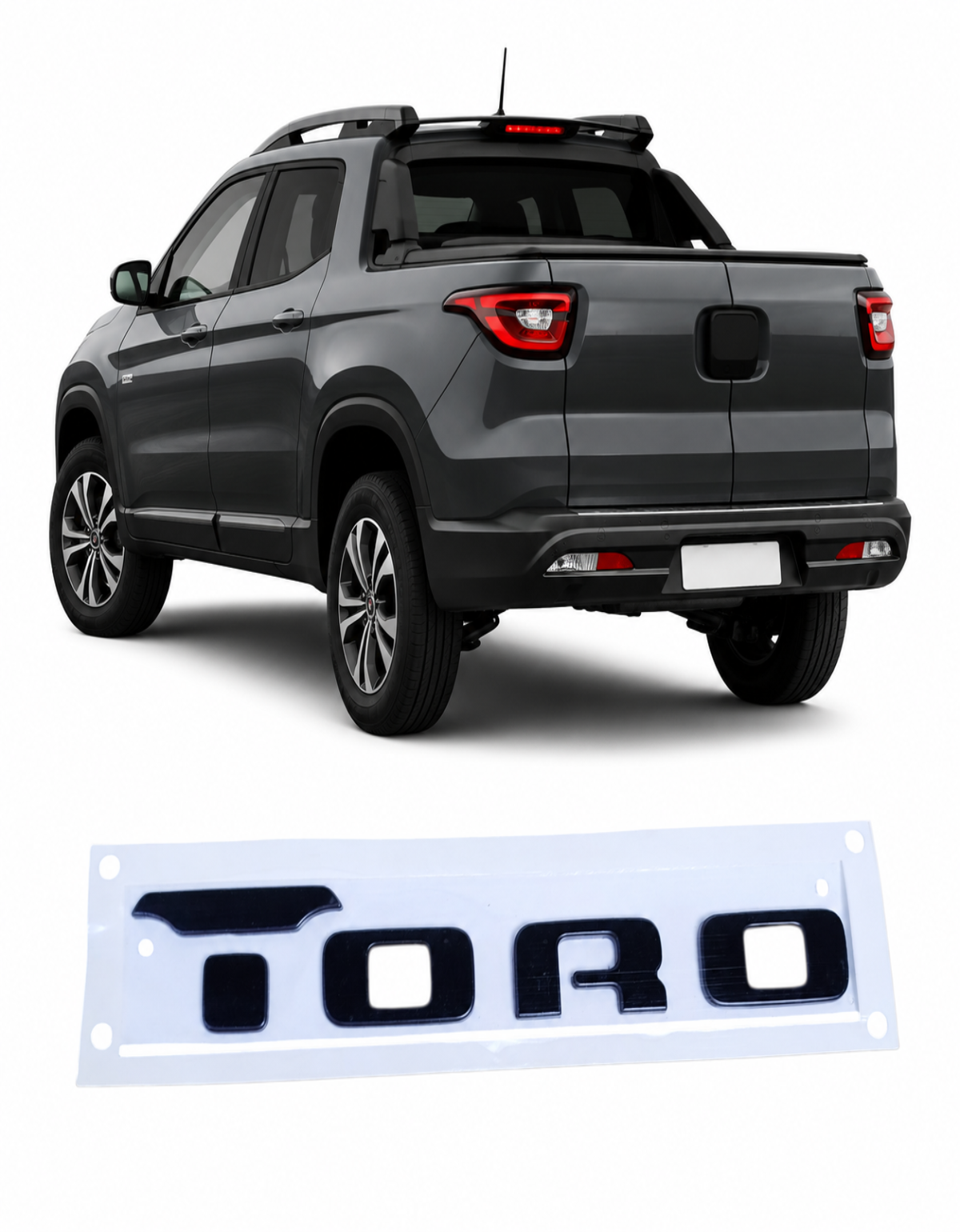 Emblema Fiat Toro Preto Original Traseira Santo Antonio