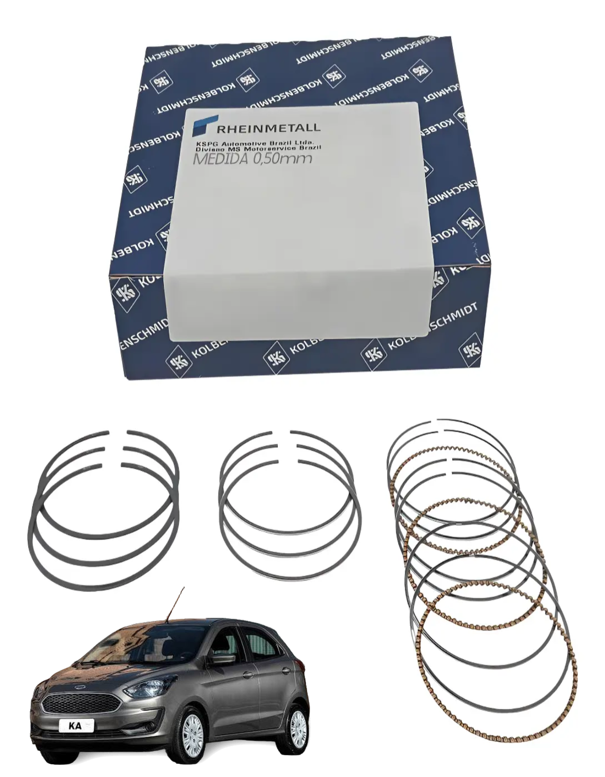 Aneis De Pistão 0,50 Ford Ka 1.0 3Cc 12V 2015 2021 KS