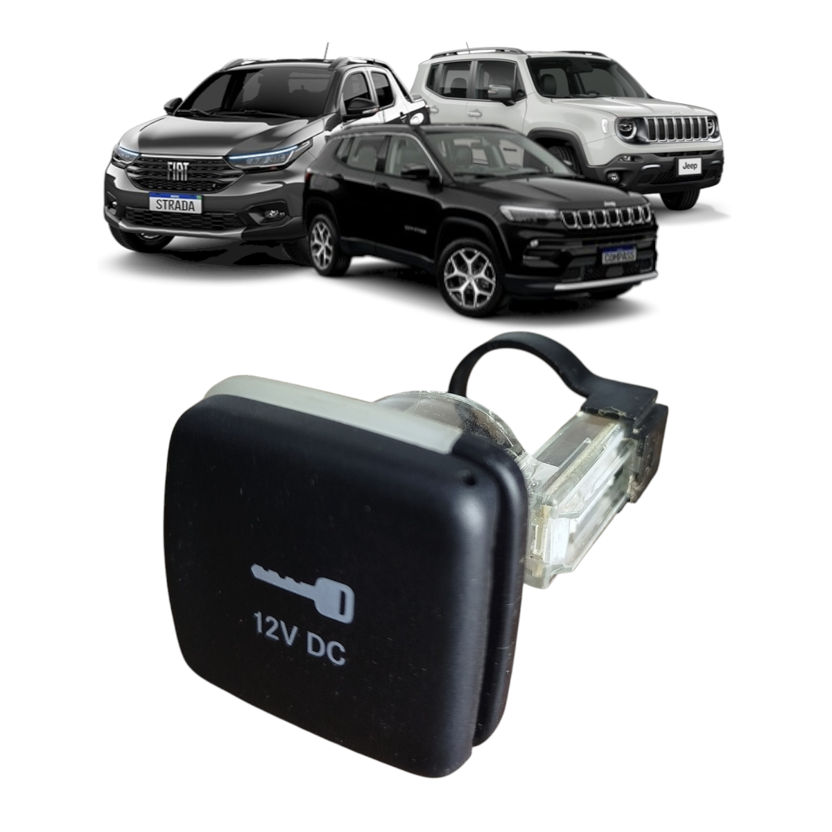 Botão Tomada Energia 12v Jeep Compass Fiat Toro Renegade