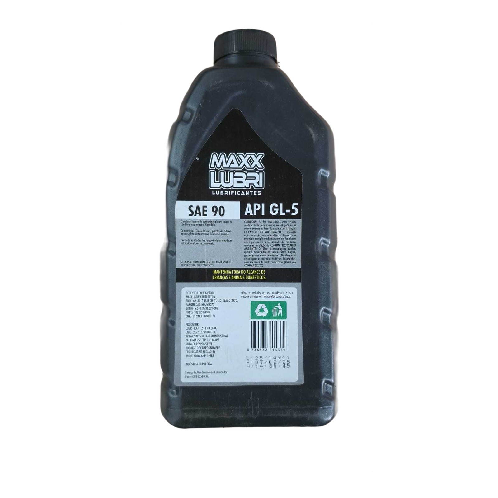 Óleo de Câmbio e Transmissão MAXX LUBRI API GL5 SAE 90